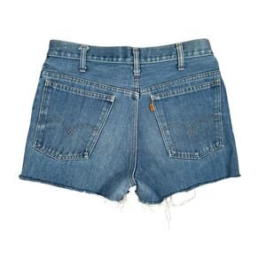 Vintage 70s Levi’s 546 Orange Tab Cutoff Denim Shorts Light Wash 32.5" Waist